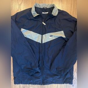 Vintage Nike Jacket Mens XL Navy Blue Full Zip Windbreaker 90s Swoosh Logo Y2K